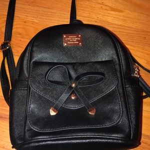 Black leather mini backpack